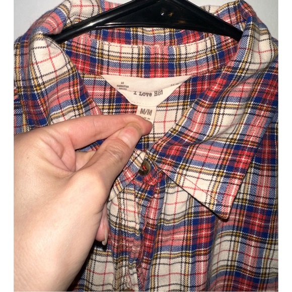 I Love H81 Pink Plaid Flannel Long Sleeved Buttoned Down Shirt - Picture 4 of 16